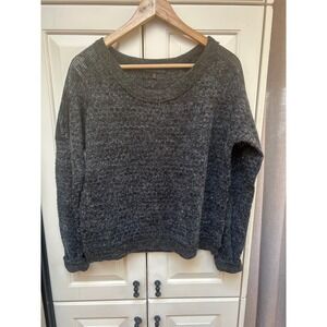 Lucca Couture Women's Grey Knit Sweater‎ Mesh Sleeve Detail Size M